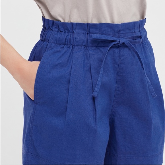 NWT NEVER WORN | Uniqlo Women Linen Cotton Shorts, Blue with stripes, Size XS - Picture 7 of 16